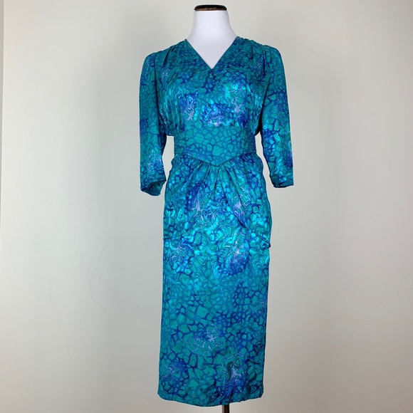 Vintage Nora Noh 3 Piece Silk Blouse, Skirt, Belt Size 6 - Picture 1 of 15